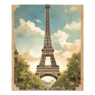 Eiffeltoren Parijs Reis Vintage Stijl Retro Kunst Foto Afdruk