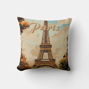 Eiffeltoren Parijs Reis Vintage Stijl Retro Kunst Kussen