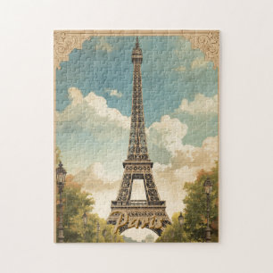 Eiffeltoren Parijs Reis Vintage Stijl Retro Kunst Legpuzzel