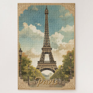 Eiffeltoren Parijs Reis Vintage Stijl Retro Kunst Legpuzzel