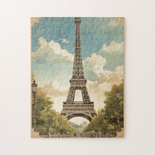 Eiffeltoren Parijs Reis Vintage Stijl Retro Kunst Legpuzzel