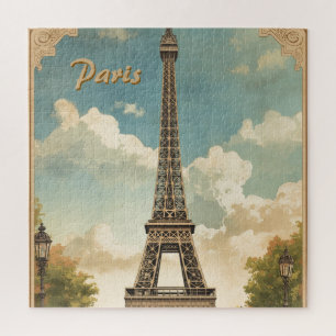 Eiffeltoren Parijs Reis Vintage Stijl Retro Kunst Legpuzzel