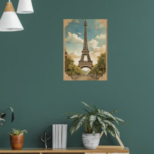 Eiffeltoren Parijs Reis Vintage Stijl Retro Kunst Poster