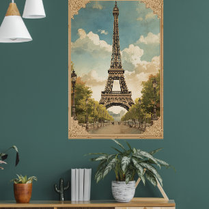 Eiffeltoren Parijs Reis Vintage Stijl Retro Kunst Poster