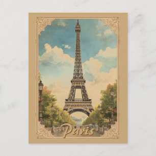 Eiffeltoren Parijs Reis Vintage Stijl Retro Kunst Uitnodiging Briefkaart