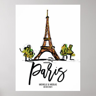 eiffeltoren parijs ROMANTIC COUPLE Poster