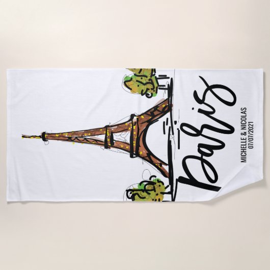 eiffeltoren parijs ROMANTIC COUPLE Strandlaken (Voorkant)