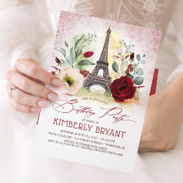 Eiffeltoren  Parijs Roos Gold Birthday Kaart