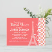 Eiffeltoren, Parijs, roze & koraal Polka Dots Kaart (Staand voorkant)