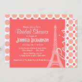 Eiffeltoren, Parijs, roze & koraal Polka Dots Kaart (Voorkant / Achterkant)