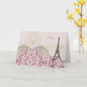 Eiffeltoren, Parijs Roze Magnolia Kaart (Gele Bloem)