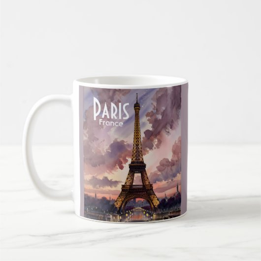 Eiffeltoren Parijs schemering aquarel aangepaste t Koffiemok (Links)