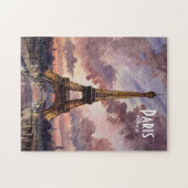 Eiffeltoren Parijs schemering aquarel aangepaste t Legpuzzel (Horizontaal)