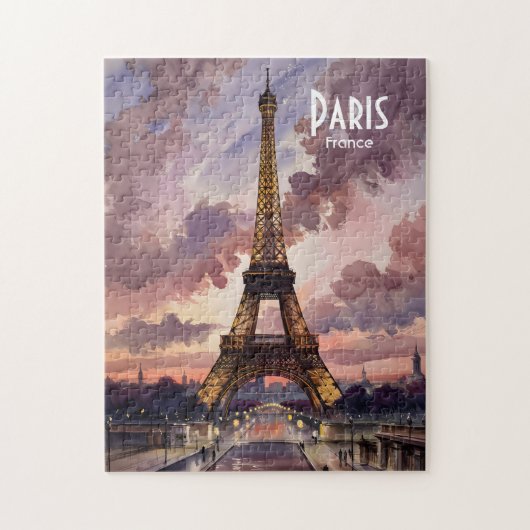Eiffeltoren Parijs schemering aquarel aangepaste t Legpuzzel (Verticaal)