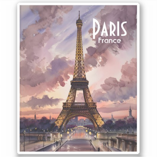 Eiffeltoren Parijs schemering aquarel aangepaste t Sticker (Voorkant)