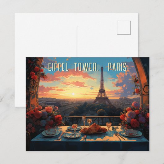 Eiffeltoren Parijs Stadsillustratie Reiskunst Briefkaart (Voorkant / Achterkant)