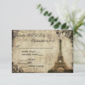 Eiffeltoren Parijs Vintage bruiloft RSVP (Staand voorkant)