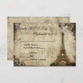 Eiffeltoren Parijs Vintage bruiloft RSVP (Voorkant / Achterkant)