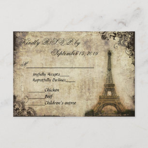 Eiffeltoren Parijs Vintage bruiloft RSVP Kaartje
