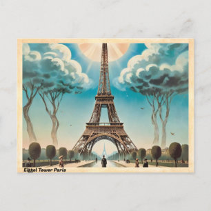 Eiffeltoren Parijs Vintage Travel Briefkaart