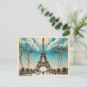 Eiffeltoren Parijs Vintage Travel Briefkaart (Staand voorkant)