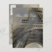 Eiffeltoren Parijse Franse bruiloft Save the Date Aankondigingskaart (Voorkant / Achterkant)