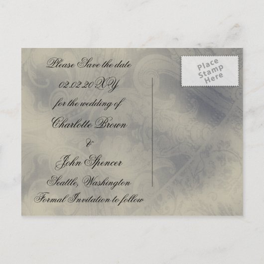 Eiffeltoren Parijse Franse bruiloft Save the Date Aankondigingskaart (Achterkant)