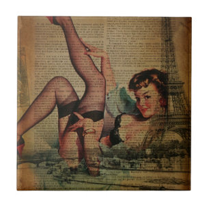 eiffeltoren parijse girly retro fashionista tegeltje