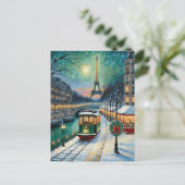 Eiffeltoren Parijse metro winterscène Briefkaart (Staand voorkant)