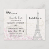  Eiffeltoren Parijse stijl Save the Date Aankondigingskaart (Achterkant)