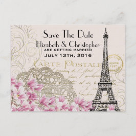 Eiffeltoren Parijse stijl Save the Date Aankondigingskaart
