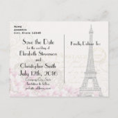 Eiffeltoren Parijse stijl Save the Date Aankondigingskaart (Achterkant)