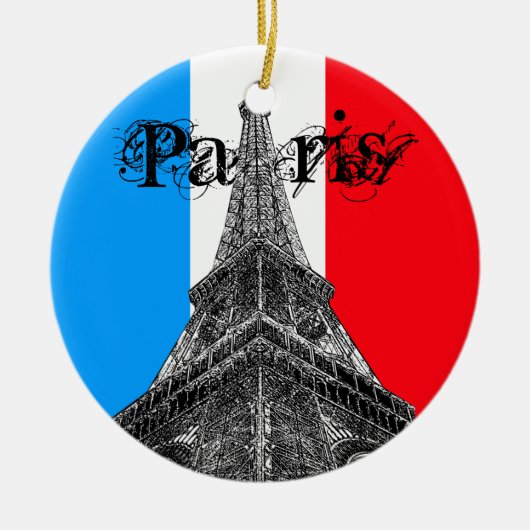 Eiffeltoren Parijse vlag Ornament (Voorkant)