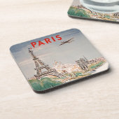 Eiffeltoren Paris Air Travel Lithograph Bier Onderzetter (Linkerzijde)