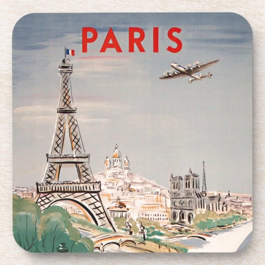 Eiffeltoren Paris Air Travel Lithograph Bier Onderzetter (Voorkant)