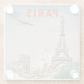  Eiffeltoren Paris Air Travel Lithograph Glazen Onderzetter (Achterkant)