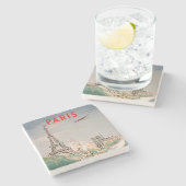  Eiffeltoren Paris Air Travel Lithograph Stenen Onderzetter (Zijkant)