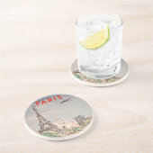  Eiffeltoren Paris Air Travel Lithograph Zandsteen Onderzetter (Zijkant)