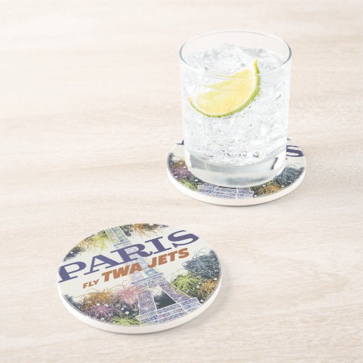  Eiffeltoren Paris Air Travel Zandsteen Onderzetter (Zijkant)