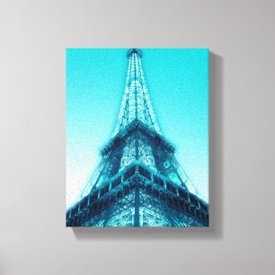 Eiffeltoren Paris Blue Wrapped Canvas 8x10 Afdruk