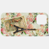 Eiffeltoren Paris Blush Perzik roze bloemmotief Case-Mate iPhone Case (Achterkant (horizontaal))