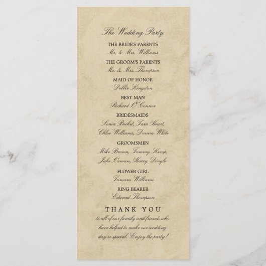  Eiffeltoren Paris Bruiloft Programmakaart (Achterkant)