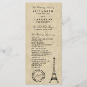 Eiffeltoren Paris Bruiloft Programmakaart (Voorkant)