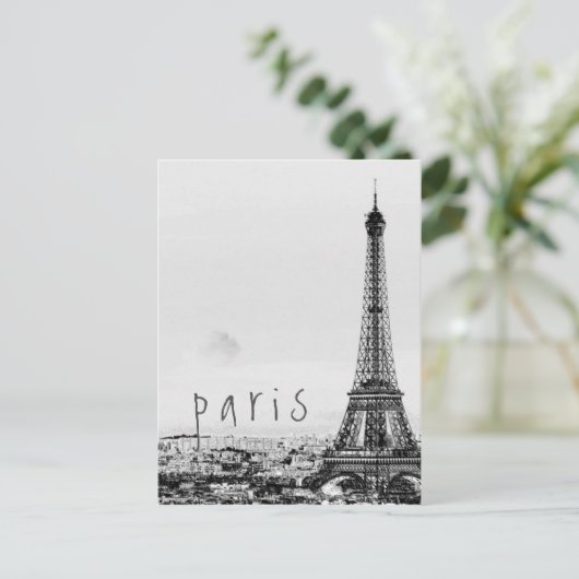 Eiffeltoren Paris City Grijs  Uitzicht Briefkaart (Staand voorkant)