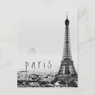 Eiffeltoren Paris City Grijs Uitzicht Briefkaart