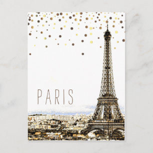 Eiffeltoren Paris City Rustieke Vintage Confetti Briefkaart