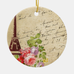  Eiffeltoren Paris & Flowers Keramisch Ornament