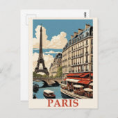  Eiffeltoren Paris Frankrijk Seine Cafe Briefkaart (Voorkant / Achterkant)