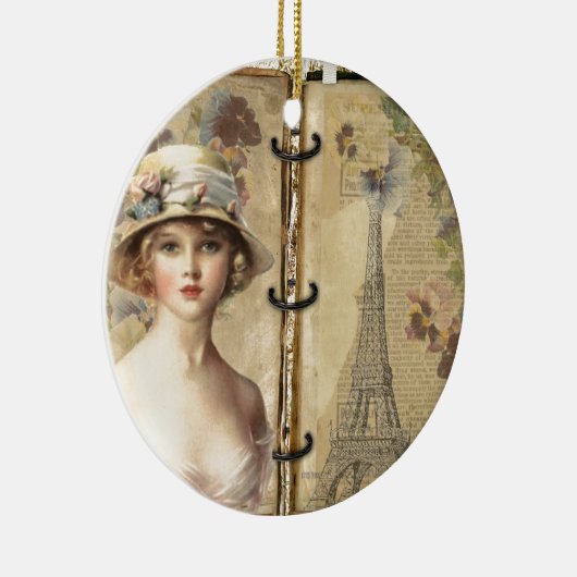  Eiffeltoren Paris & Frans meisje Keramisch Ornament (Rechts)