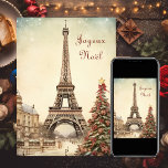 Eiffeltoren, Paris Joyeux Noel Kerstmis Feestdagen Kaart<br><div class="desc">Leg de elegantie van een Parijse kerst vast met onze 'Eiffeltoren, Paris Joyeux Noel Christmas Holiday Kaart'. Met de iconische Eiffeltoren tegen een achtergrond van feestelijke flair, brengt deze kaart een vleugje Franse verfijning aan uw vakantiegroeten. Zeg 'Joyeux Noël' in stijl en deel de magie van het seizoen met deze...</div>